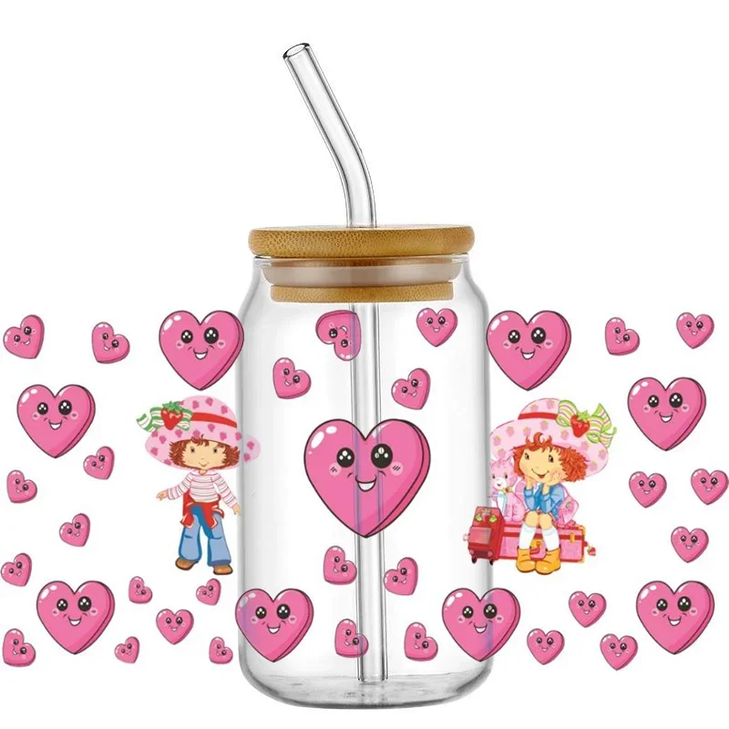 

Miniso 16oz UV DTF Cup Wrap Cartoon strawberry girl Libbey Glass Tumbler Sticker Waterproof Permanent Adhesive decoration