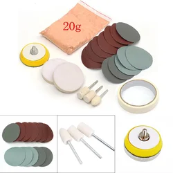 20pcs/set Car Windshield Glass Scratch-Remover Cerium Oxide-Powder Rayon Felt Polish Pad+Wool Felt Polish Wheel Glass Polish Kit