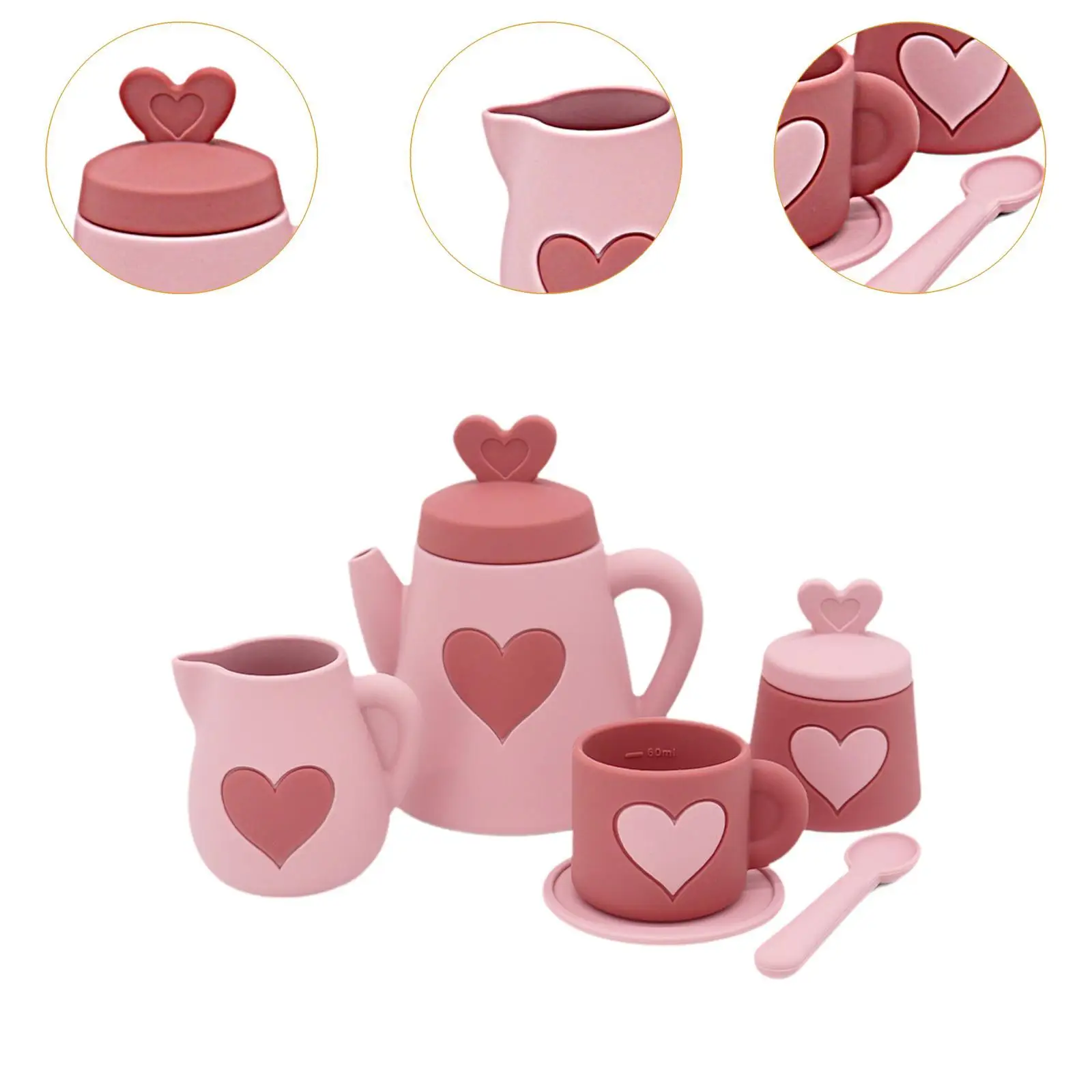 Kids Tea Party Set Kitchen Tableware Toys with Teapot, Tea Cups, Spoons, and Saucer Early Educational Montessori Toy for Gift