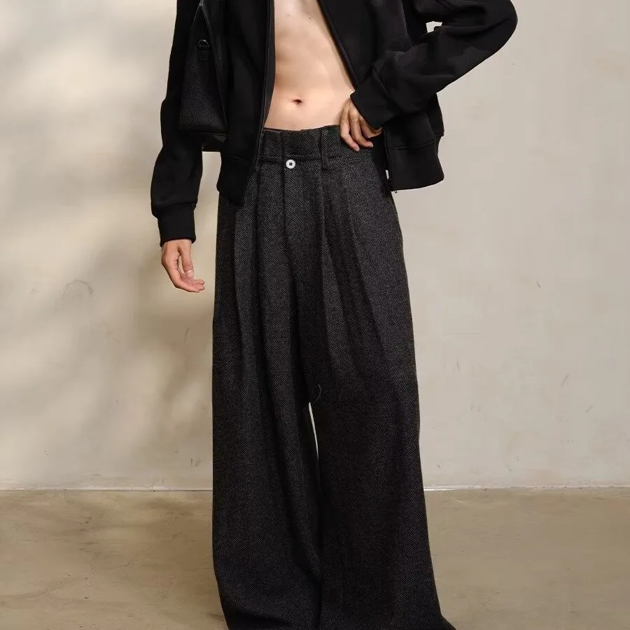 

American Retro Thiened Wide Leg Straight Tube Slimming Casual Pants Men's Sle Various Ocns Suitable Youth Faion