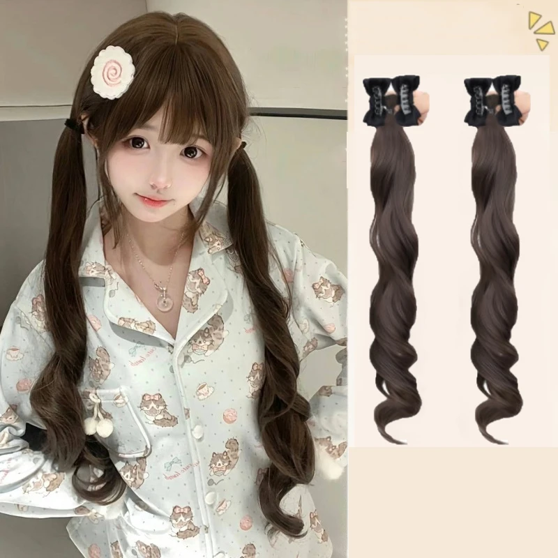 

Fashion Wig Girl Big Wave Long Curled Hair Lolita Double Ponytail