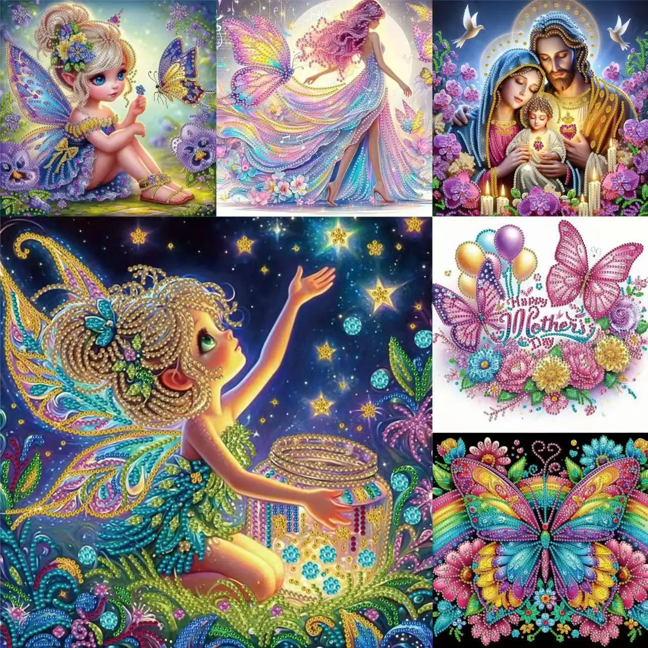 

New heterosexual bright diamond crystal diamond painting cute cartoon girl decoration painting handmade DIY living room decor