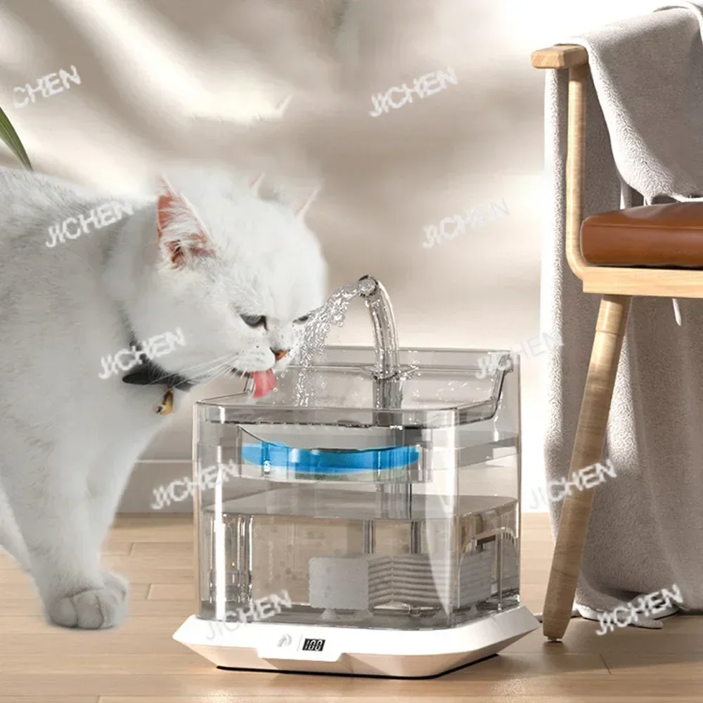 

ZQ Беспроводной автоматический фонтан для кошек, перезаряжаемый фонтан для воды для домашних животных, датчик батареи, поилка для кошек и собак, поилка, кормушка 4400 м