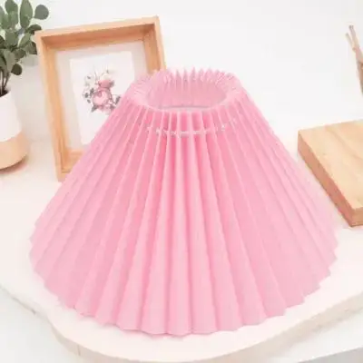 

Pink Fabric Lamp Shade For Ceiling Light Decorative Pleated Lampshade Cover Cloth Sturdy Home Use Hanging Lampshade Living Room