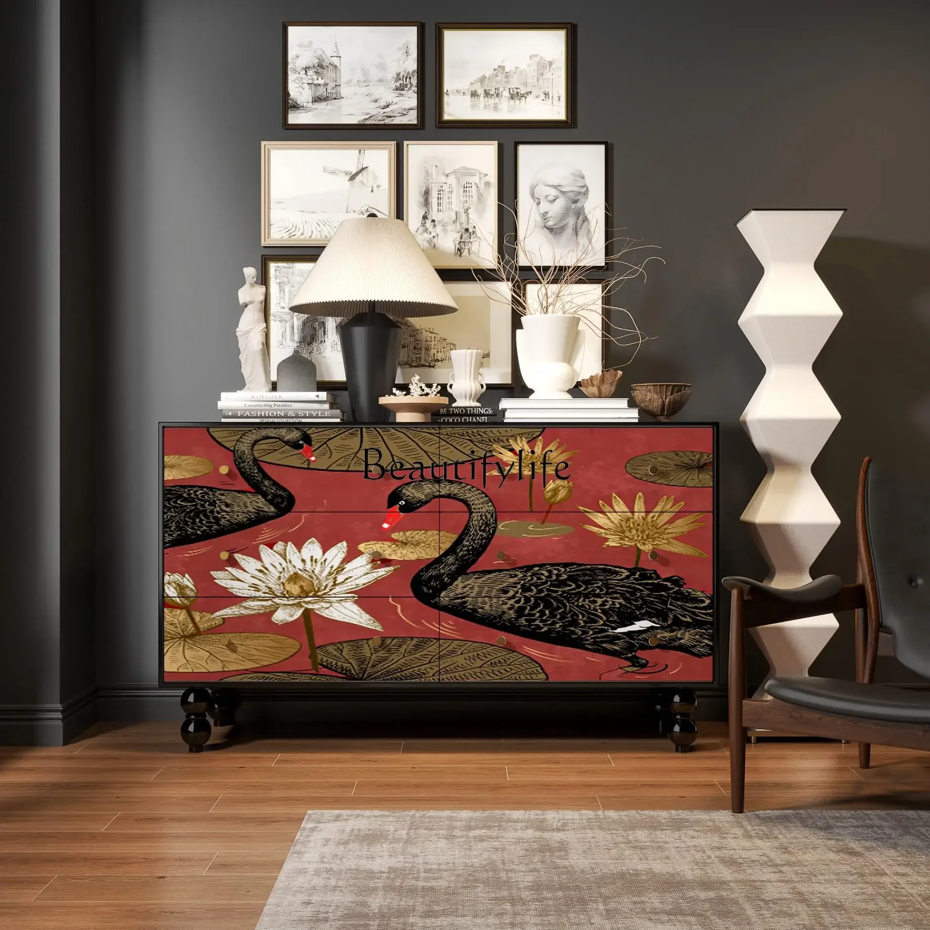 

yj21 French all solid wood entrance cabinet aisle bedroom living room drawer dining side cabinet