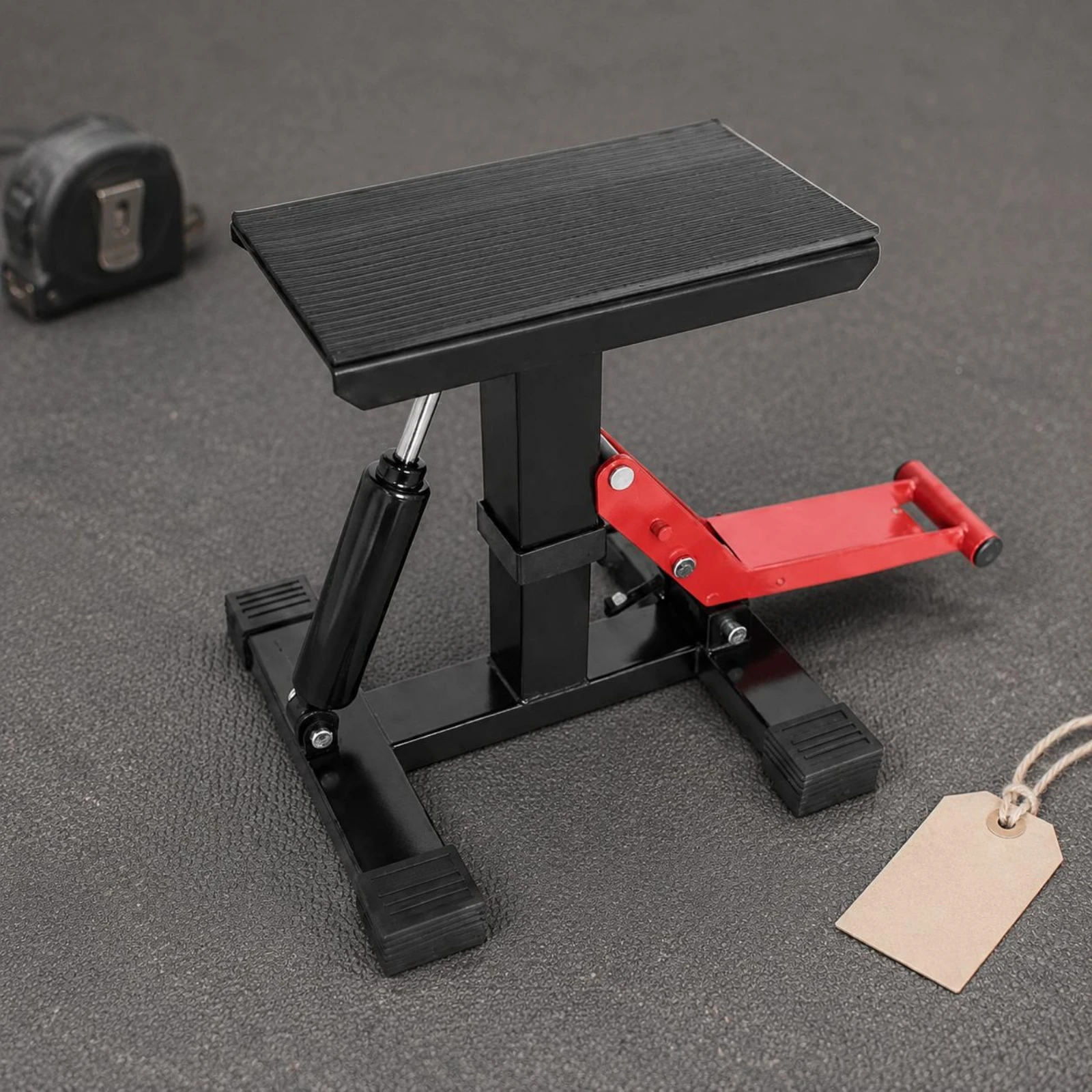 Hydraulic Motorcycle Lift Stand Rotatable Scissor Motorcycle Lift Stand Garage Tool Tray Lock Transport Gear Solid Steel Frame