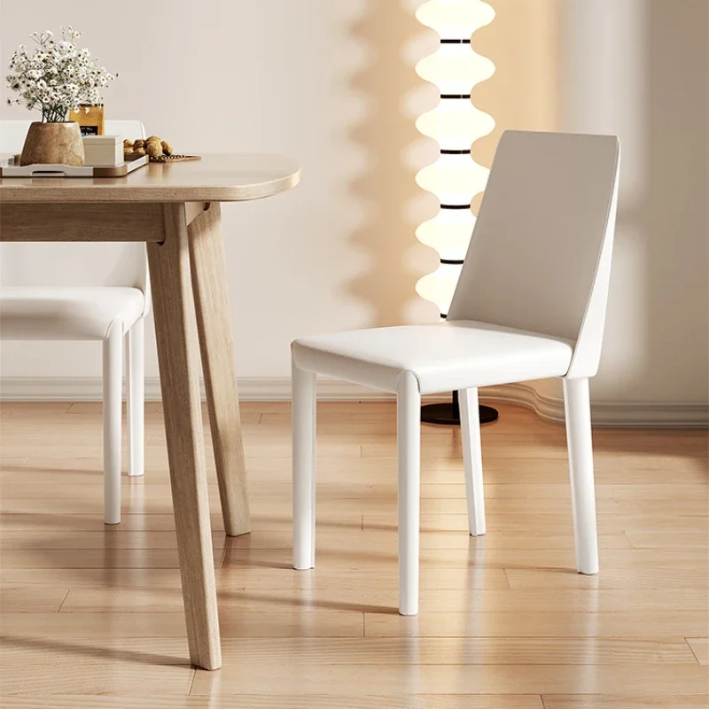 

Ergonomic Cream Dining Chair, Nordic Style Lounge Seating, Saddle Leather Backrest, High-end Living Room Furniture