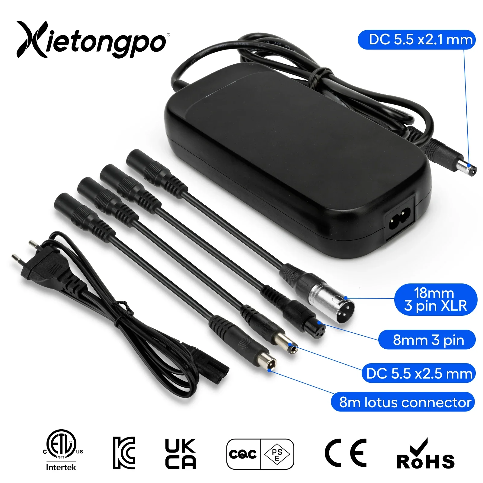 

42V 2A Lithium Battery Fast Smart Charger with 4 Types of Connectors for 36V 10S Lithium Battery Compatible for Electric Scooter