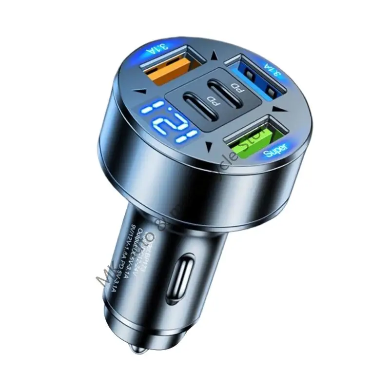 

High Speed 5 In 1 Vehicle Chargers With Digital Monitor Power Adapter