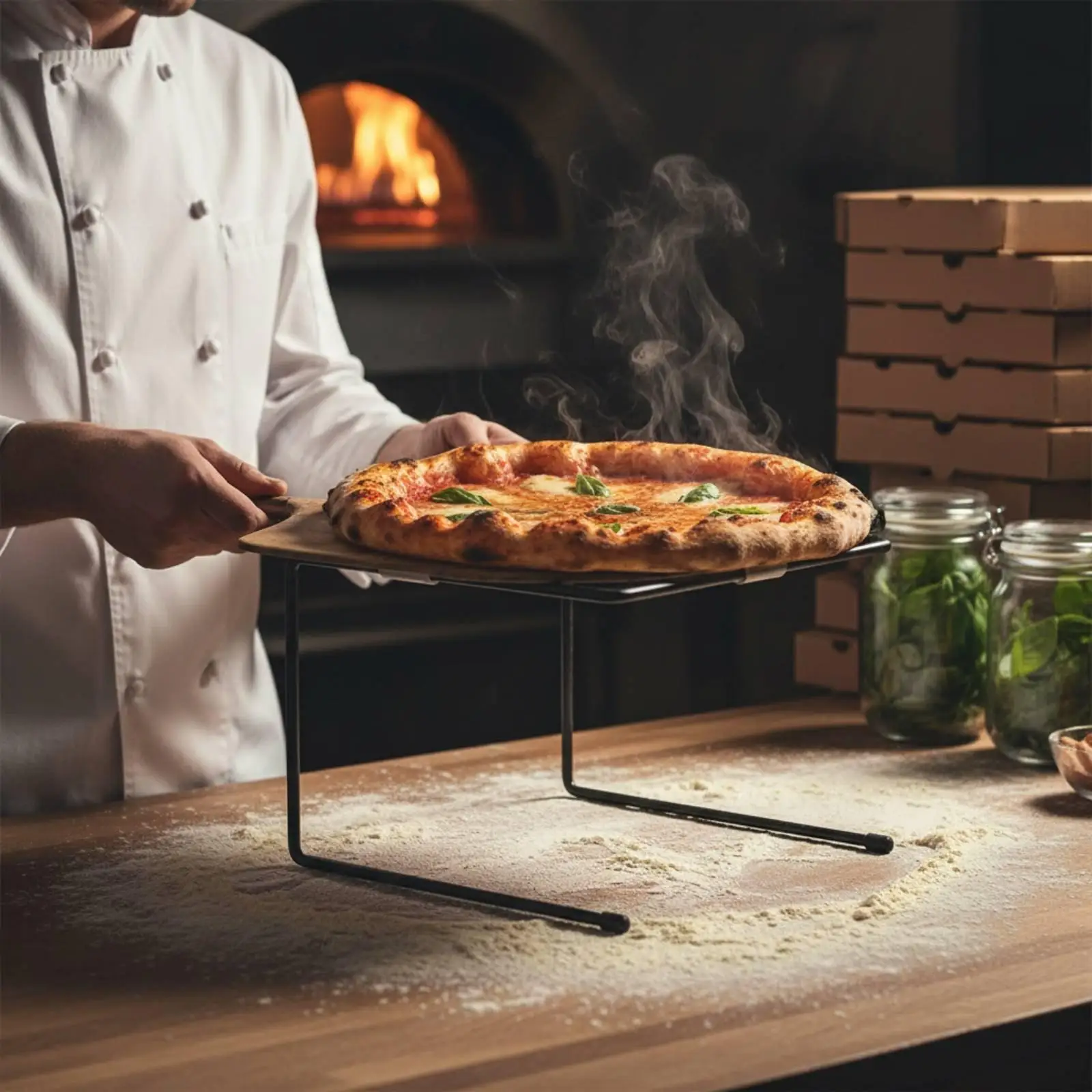 Pizza Stand Riser Non-Slip Tabletop Pizza Pan Riser Easy to Clean Wrought Iron