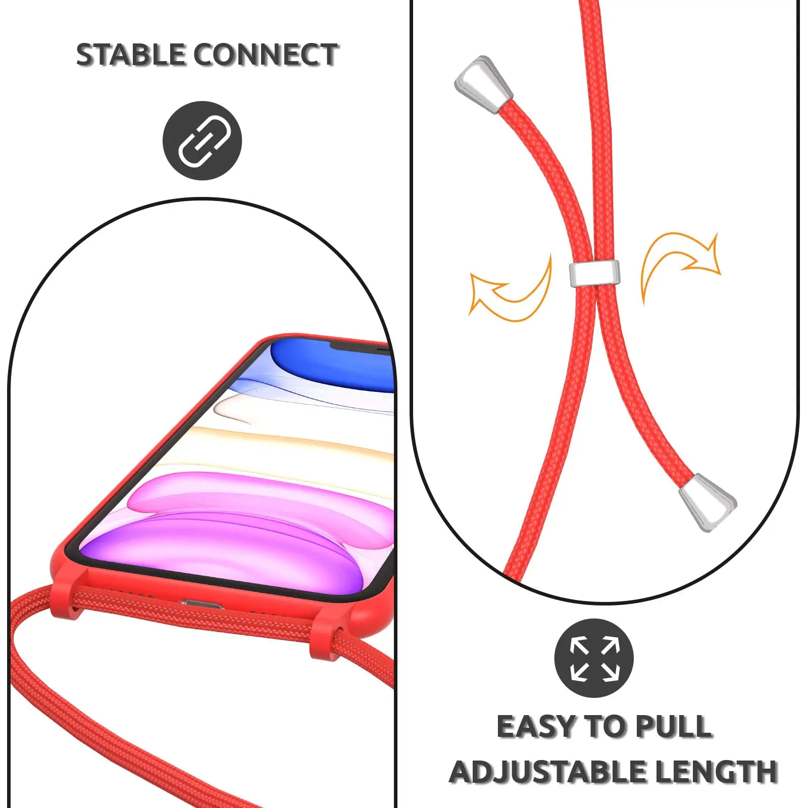 Crossbody Lanyard phone Case For iphone 14 Pro Max 13 12 Mini 11 X XR XS Plus Neck Rope Necklace Strap Cord Silicone With Cover