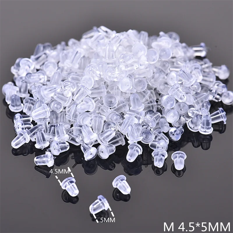 100 teile/los Klar Weiche Silikon Gummi Ohrring Rückseiten Sicherheit Kugel Stopper Gummi Schmuck Zubehör DIY Teile Ohr Einstecken – Detail 4