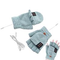 Warming Gloves For Women Full Half Finger USB Heated Gloves Typing With Button Half Full Finger Fingerless Knitted Winter Gloves