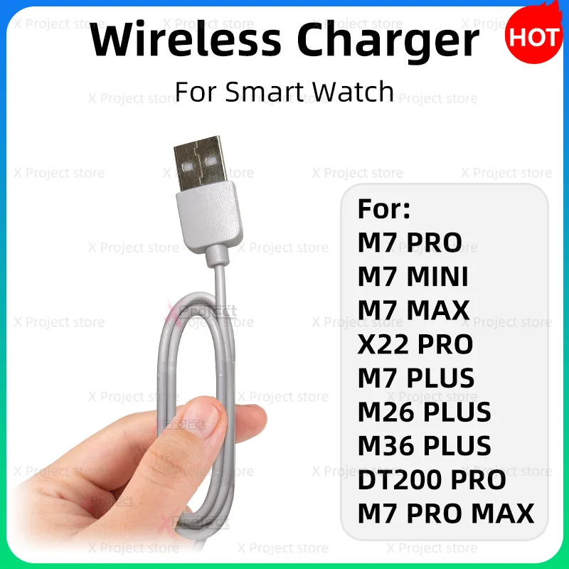 오리지널 스마트워치 무선 충전기, USB 전원 충전 케이블, M7 MINI X22 DT200 PRO MAX M26 M36 PLUS, Watch 8 스마트 워치