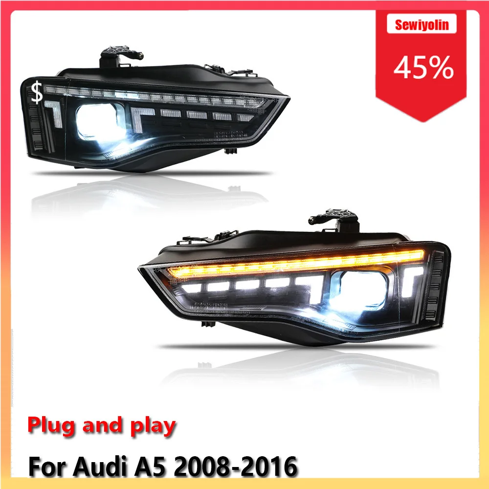 

Car Lamps Headlight Assemblies For Audi A5 2008-2016 Fog DRL Brake Turn Signal Lamp Plug and Play