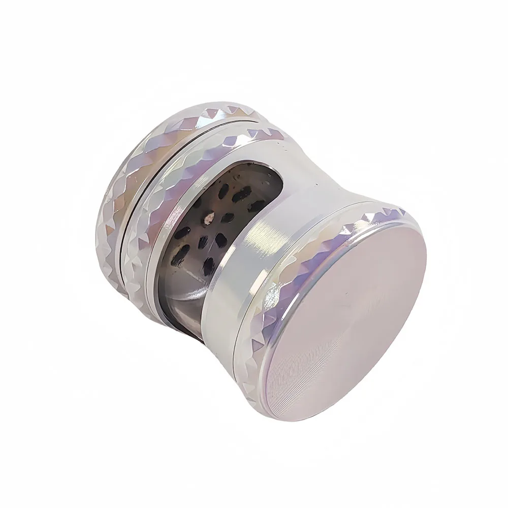 Metal Grinder with Clear Window, Zinc Alloy Teeth, 4-Layer Detachable, 5.3cm Diameter, Portable Pocket Size, Easy to Clean, Durable
