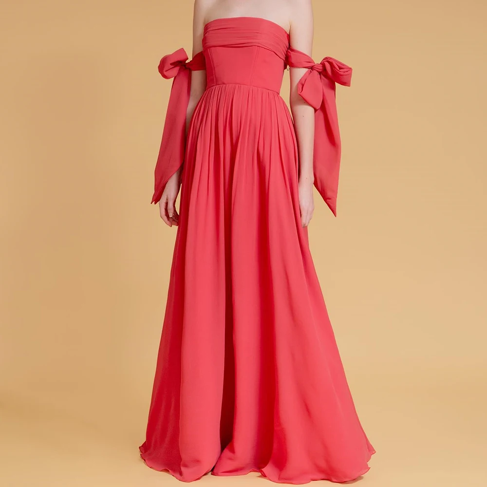 

Short Sleeves Red Straight Jersey Off the Shoulder Floor Length Pleats Sweep Train Saudi Evening Dresses Buttons Party Gowns