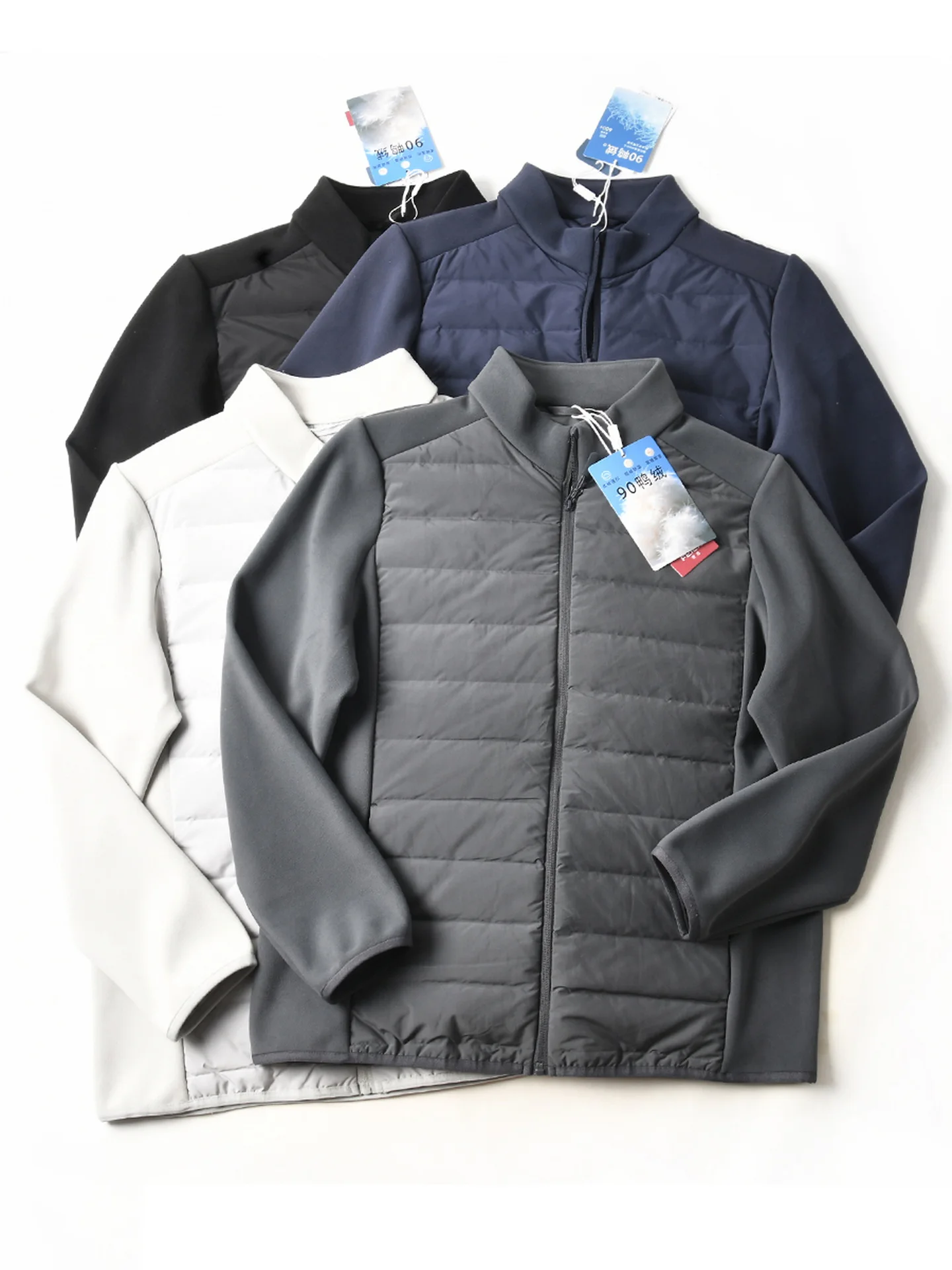 New American Style Outdoor 90 Duck down Windproof Warm Patchwork Stand Collar down Jacket Men's Autumn Winter Loose Casual Ou...