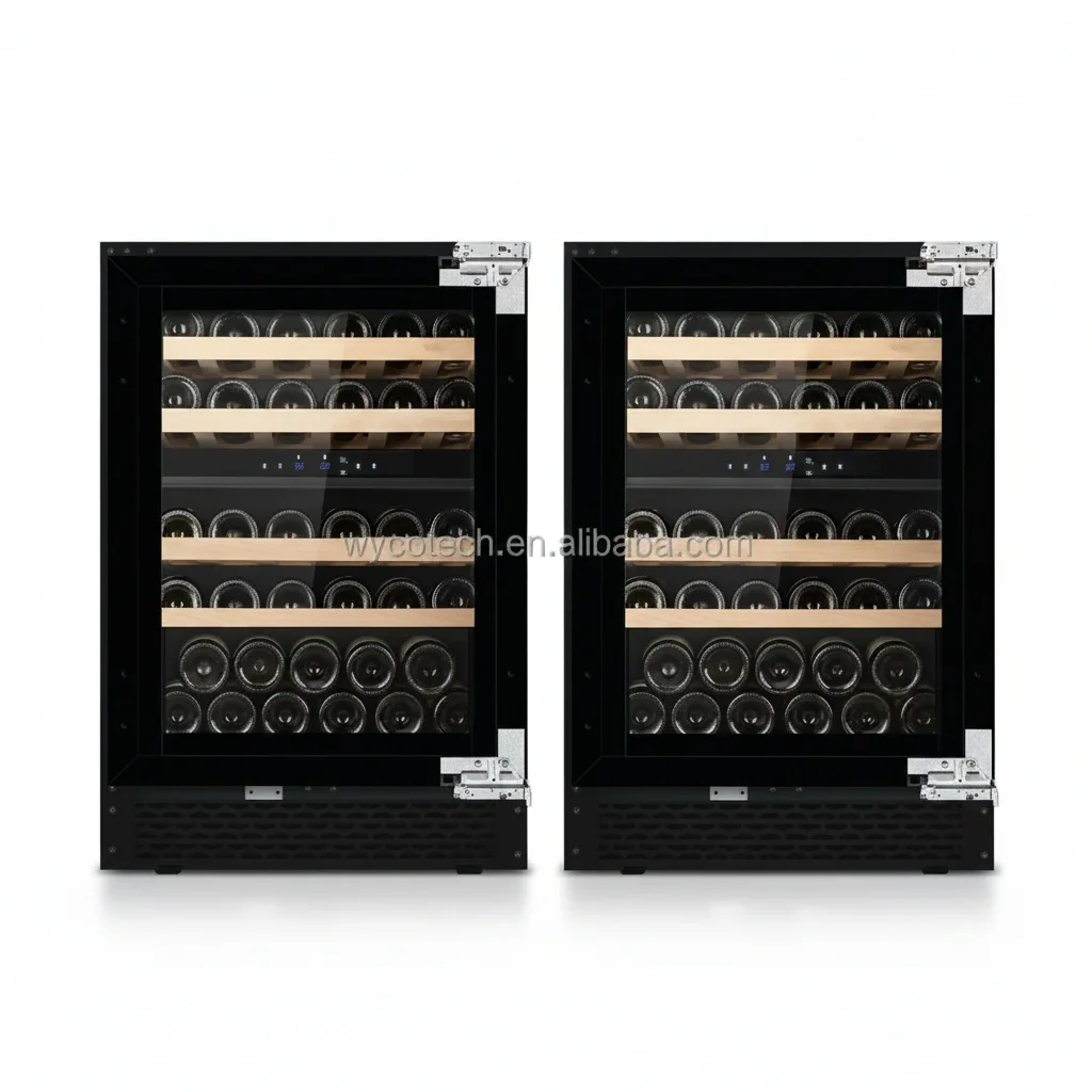Built-in Wine Cooler, Stainless Steel Glass Door Beverage Refrigerator, Compressor Wine Fridge for Home Hotel Outdoor