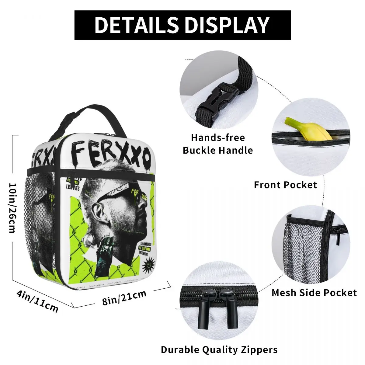 FEID FERXXO Pop Singer Music Thermal Insulated Lunch Bag for Office Portable Food Container Bags Cooler Thermal Lunch Box