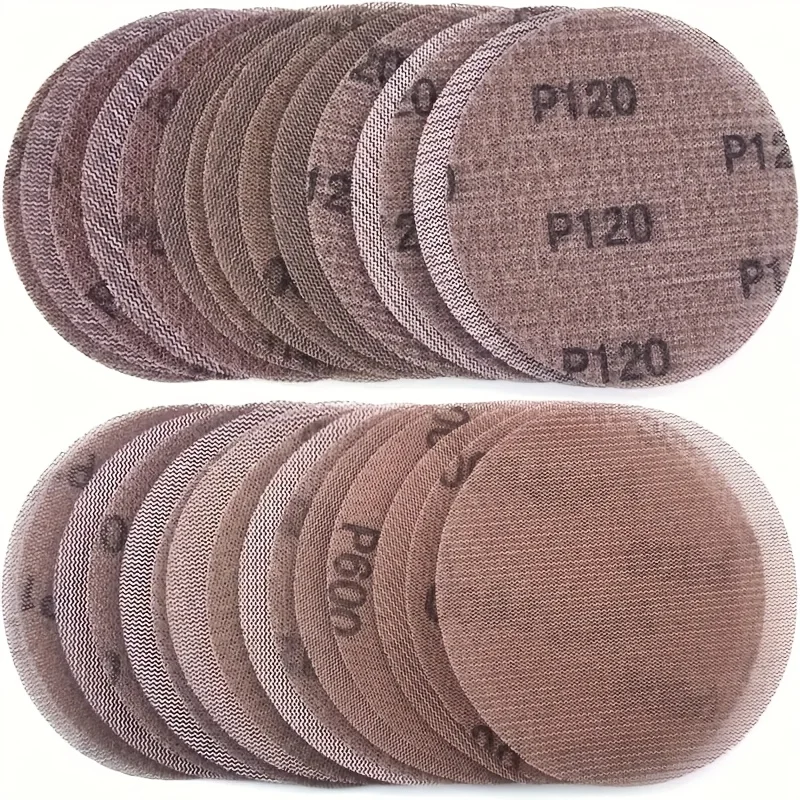 10Pcs 125mm Mesh Sanding Discs Sandpaper 5Inch Dust Free Hook & Loop 80/100/150/240/400 Grit for Car Wood Grinding Polishing