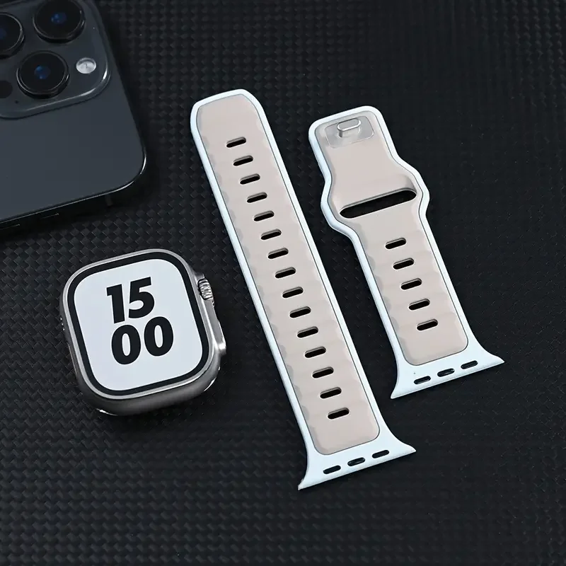 สายซิลิโคนดีไซน์ใหม่สำหรับ Apple Watch Ultra 2 ขนาด 49 มม. Series 10 46 มม. สายรัดข้อมือแบบสปอร์ต iWatch 9 8 7 6 5 SE 42-45 มม. 44 มม.