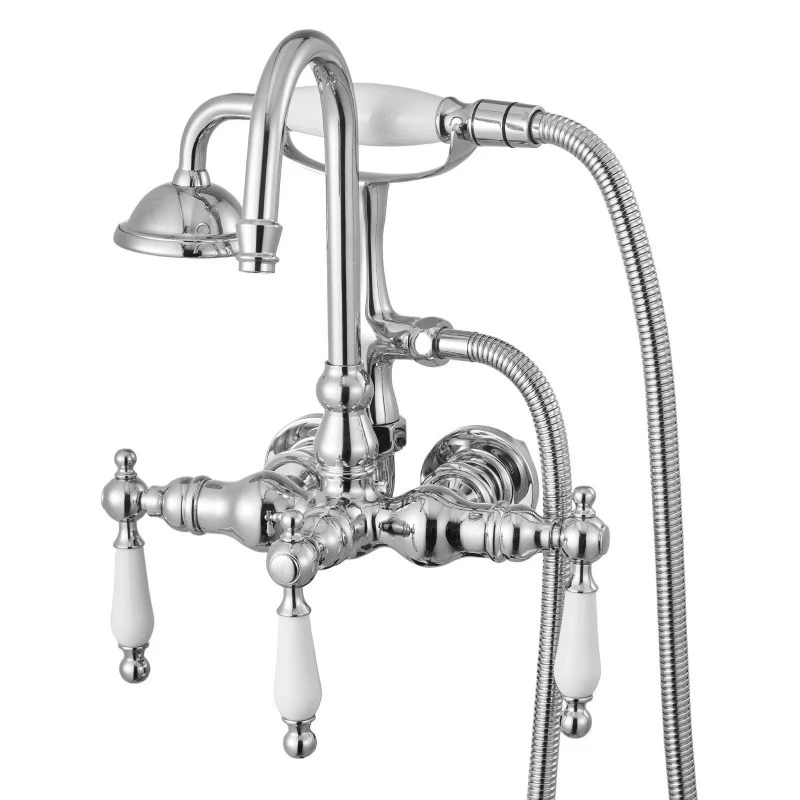 Wall-mounted claw-shaped bathtub faucet chrome-plated gooseneck hand-held shower