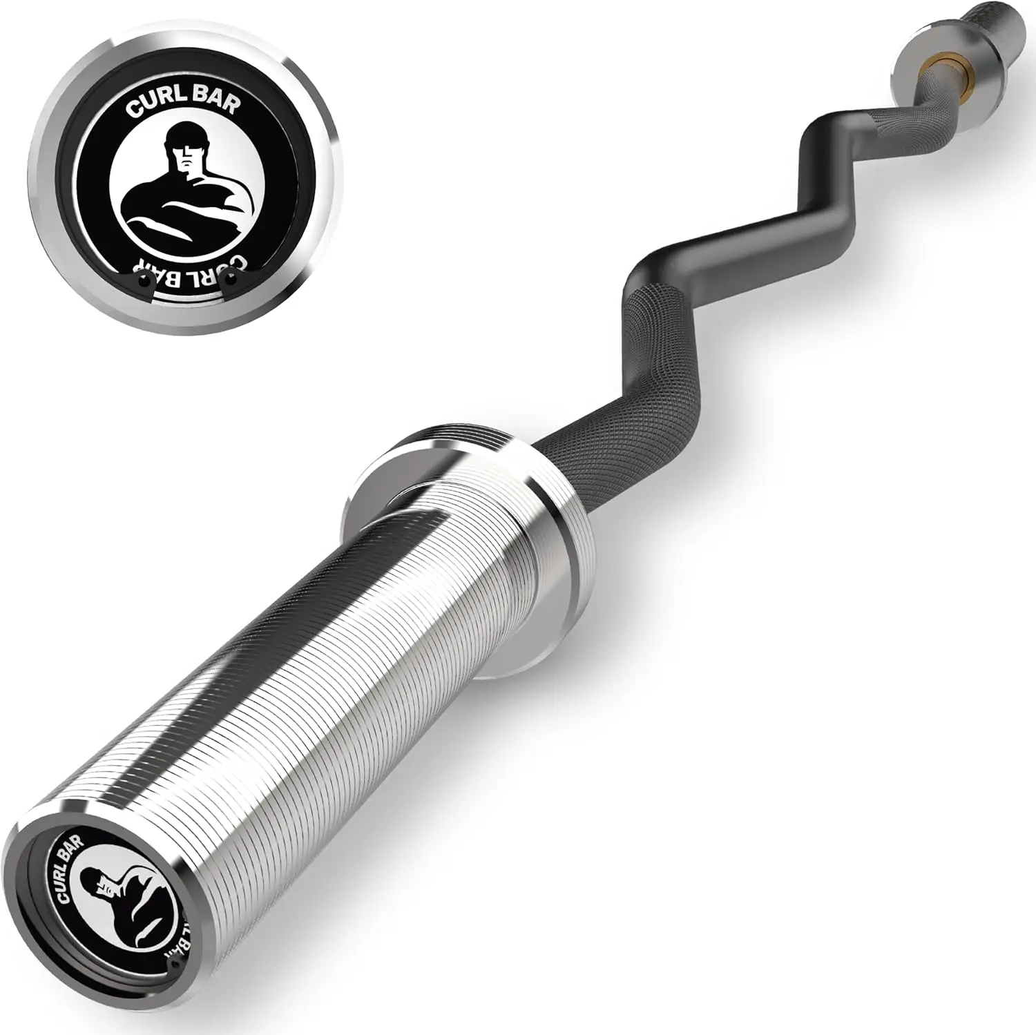 

Изогнутый гриф EZ для домашних тренировок бицепсов и трицепсов - хромированный, нагрузка до 500 фунтов, угловые рукоятки