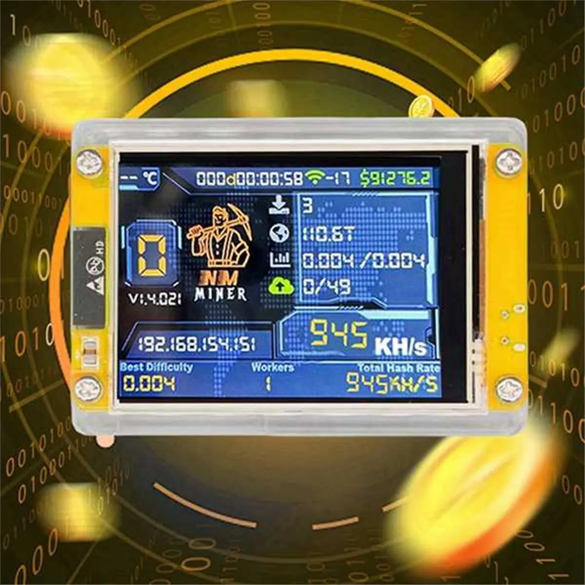 4Pcs Bitcoin NerdMiner V2 NMMiner Hashrate 411KH/S ESP32 2.8 Inch Display Crypto Solo Lottery ESP32-2432S028R DROOM