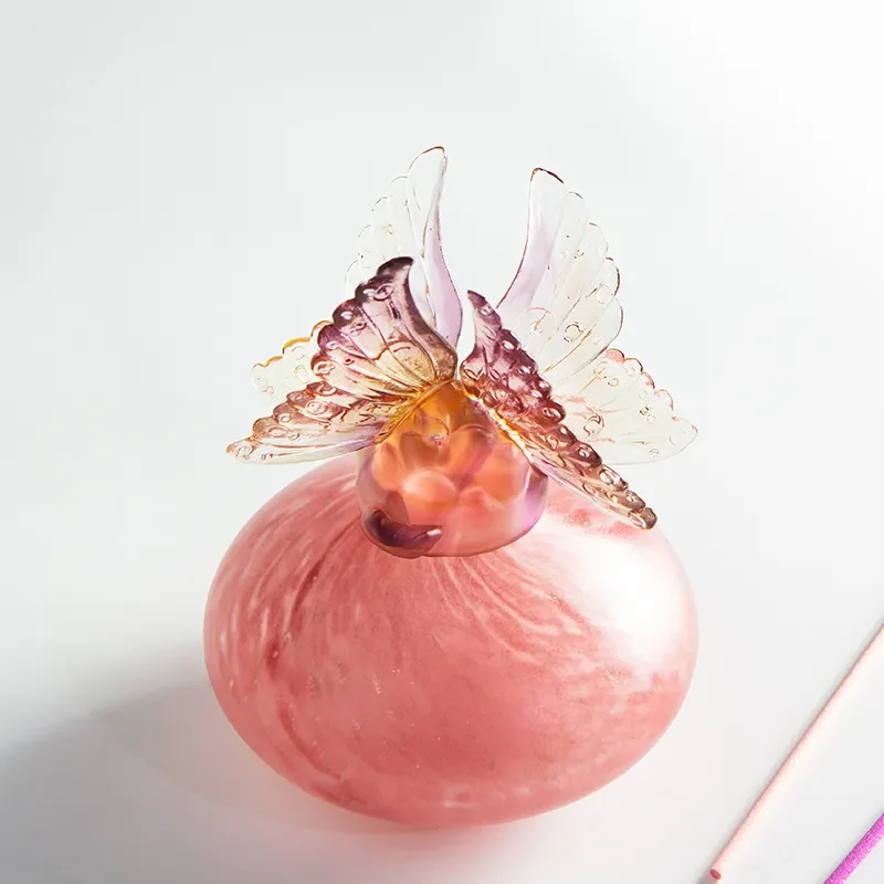 Luxury Glazed Ceramic Perfume Bottle Empty Double Butterfly Design High End Aromatherapy Container Niche Home Decor Ornament