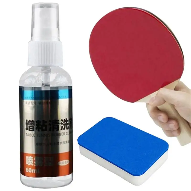 60ml Professional Table Tennis Rubber Cleaning Set Portable Ping Pong Bat Clean Care Set 60ml Pingpong Tackifier for tennis