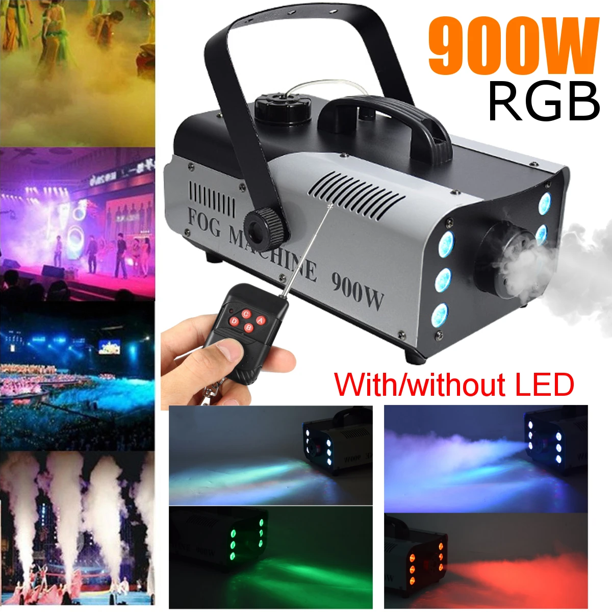 Máquina 3 en 1 de humo colorido para discoteca, eyector de nebulizador remoto LED, DJ, fiesta de Navidad, luz de escenario, máquina de niebla para fiesta y boda, 900W