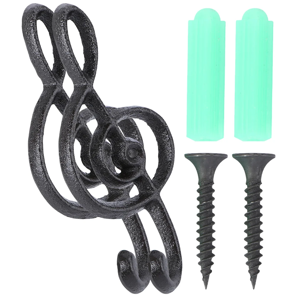 

2pcs Iron Wall Hooks Musical Note Shaped Coat Hangers for Bathroom Kitchen Decorative Hat Scarf Towel Key Holder