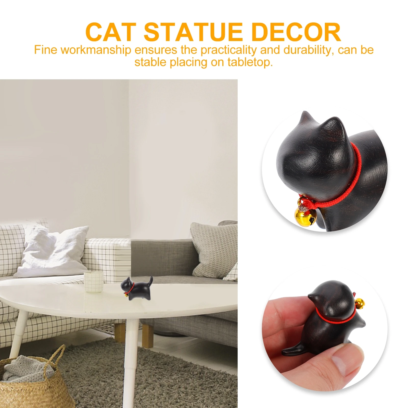 

Creative Faceless Cat Statue Ornament Wooden Carved Cat Decor for Home Office Garden Tabletop Indoor Decorative Art Piece