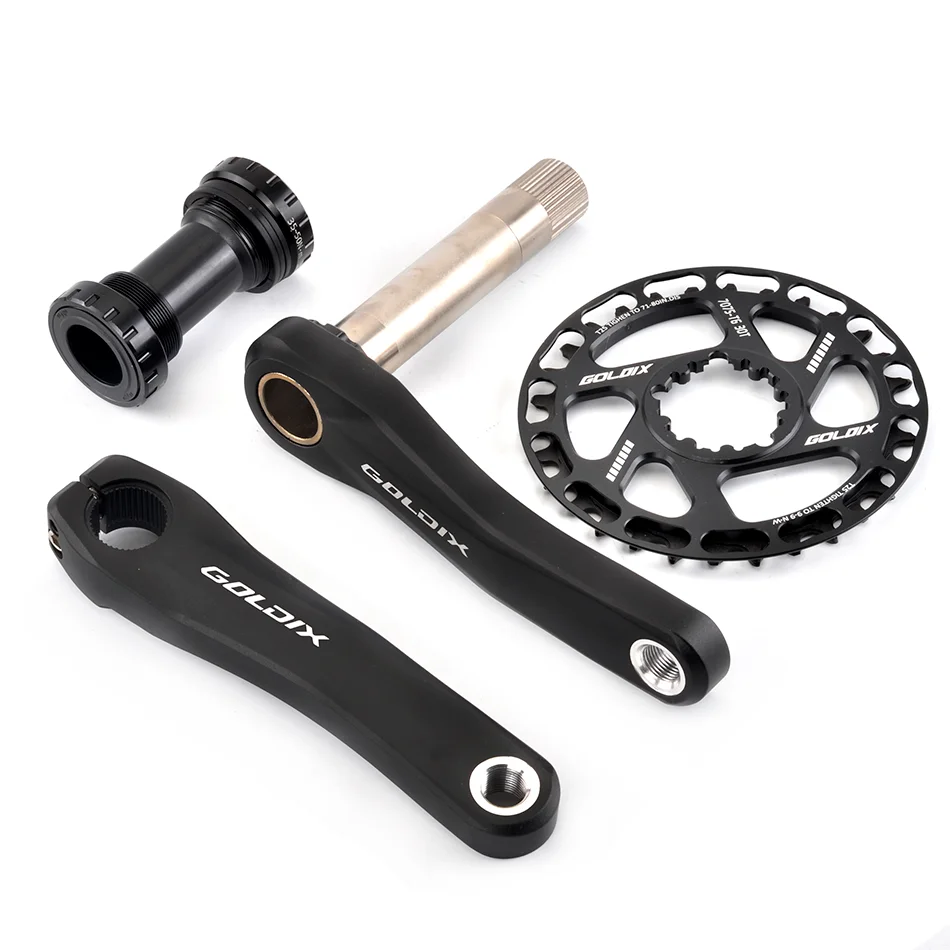 

GOLDIX Children Bicycle Crankset 110mm/127mm/140mm/150mm/155mm/160mm Crank MTB Kid Crankset 28T-38T Chainring for Shimano SRAM