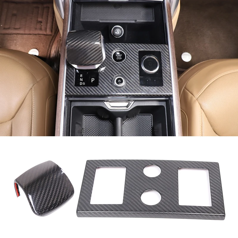 For Range Rover Vogue L460 2023-2026 Real Carbon Fiber Gear Shift Panel Frame Car Center Console Gear Shift Head Knob Cover Trim
