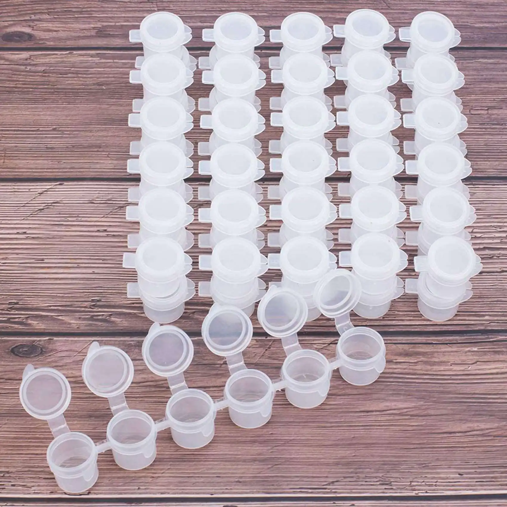 Exquisite-60 Strips 120 Pots 5Ml 6 Cups Mini Empty Paint Pot Pod Strips Paint Strips Arts And Crafts Plastic Storage Containers
