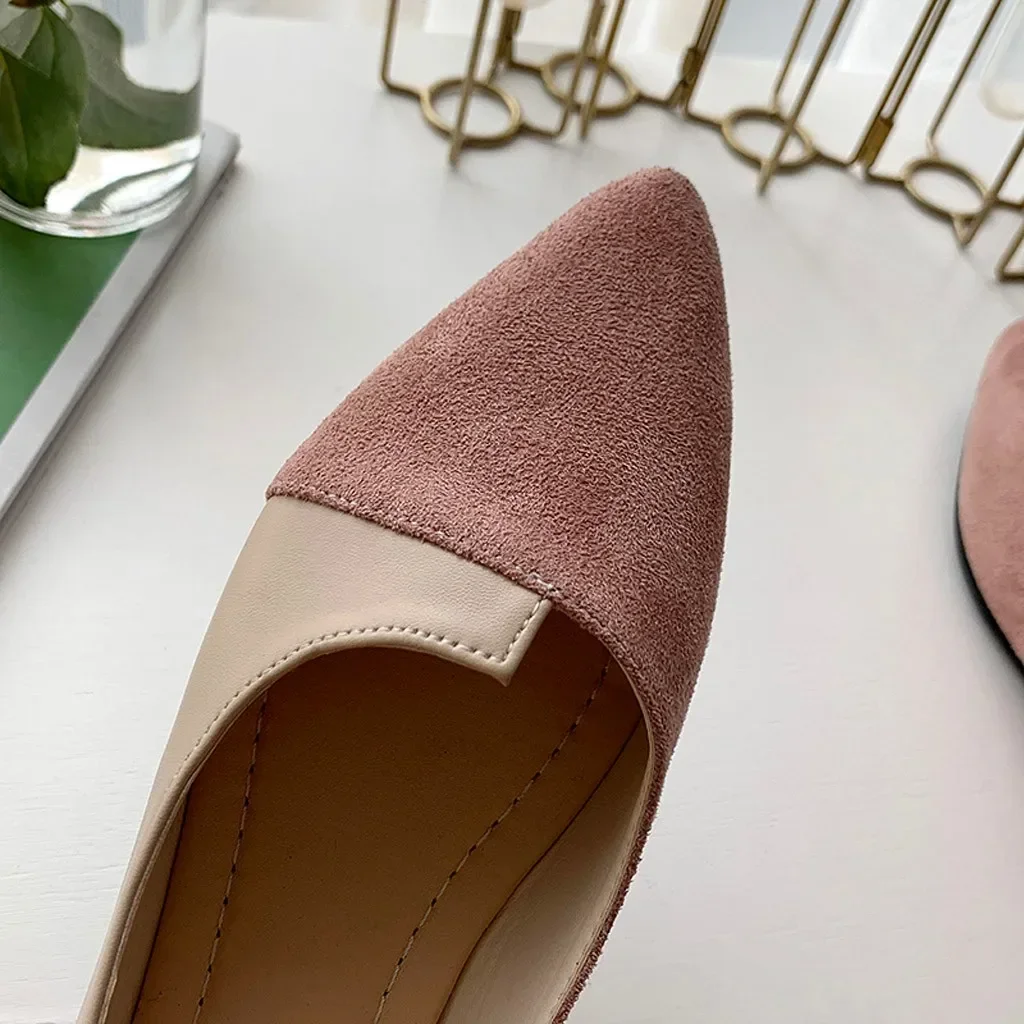 Women Shoes Fashion Splice Color Mule Flats Pointed Toe Ballerina Ballet Flat Slip on Shoe Zapatos Mujer Loafers Size 35-41