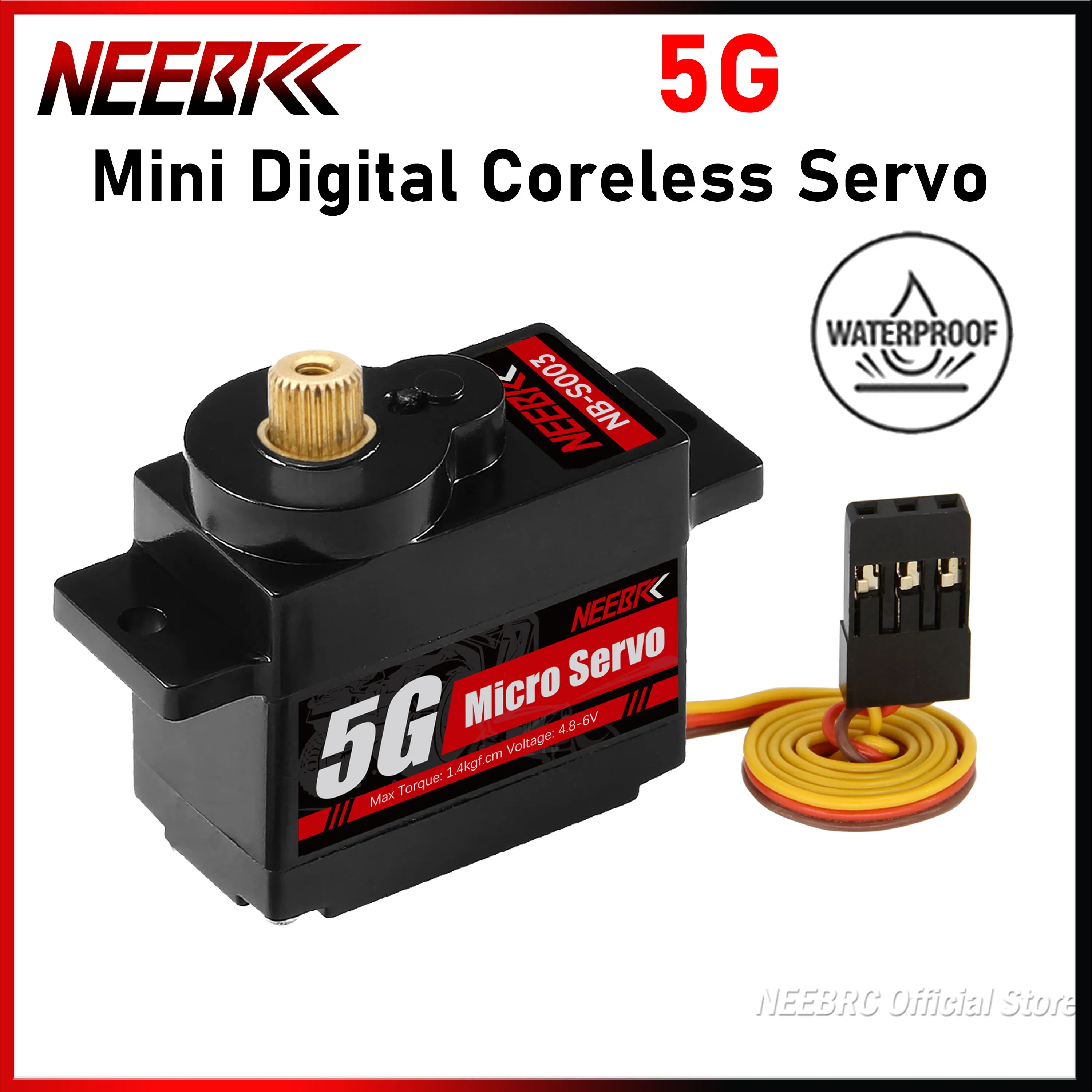 

NEEBRC 5g Mini Digital Metal Gear Coreless Servo Waterproof Motor for RC Car WLtoys K989 K969 Boat Fixed Wing Robot Helicopter