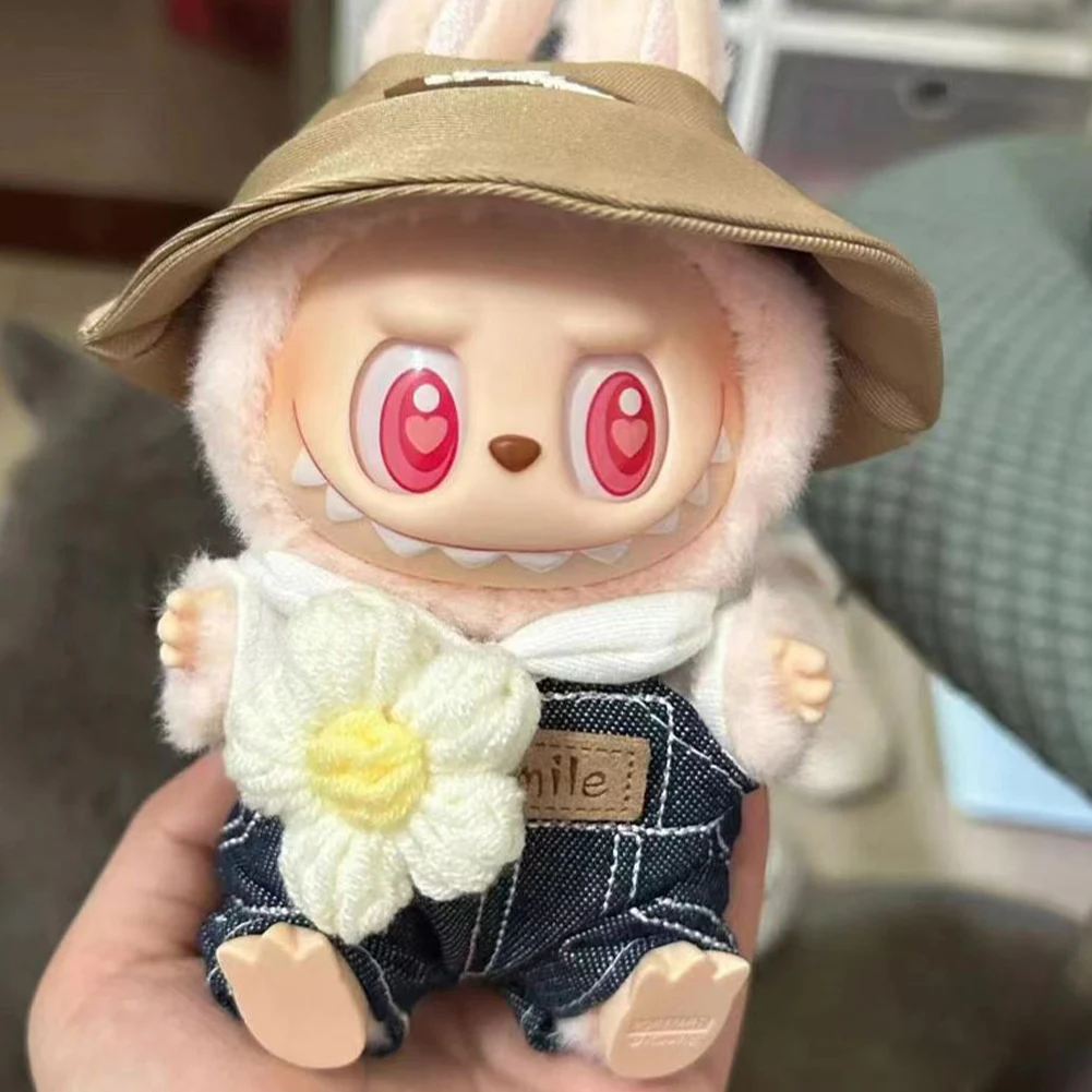 Mini pluszowe lalki ubrania dla Korea Kpop Exo Labubu V2 lalki śliczne gęś dinozaur Macaron zestaw ubrań prezenty strój akcesoria