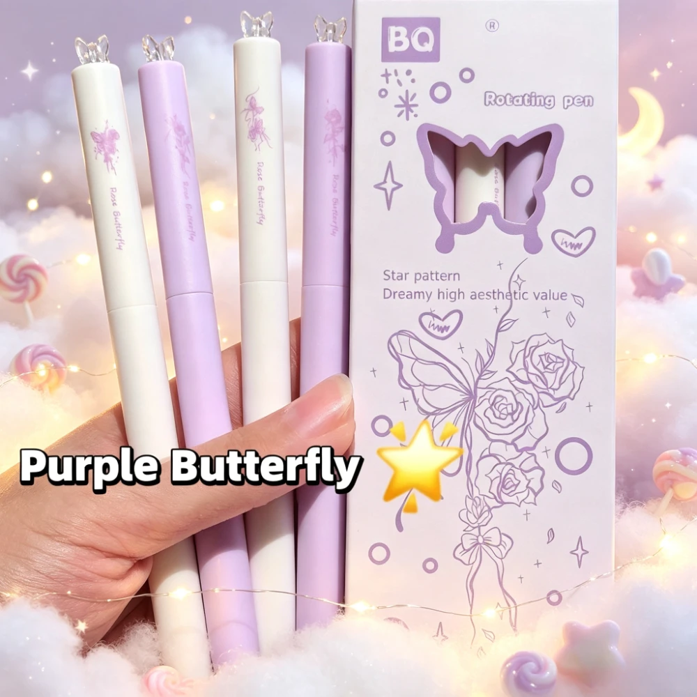 4pcs Star Dream Gel Pens 0.5mm Fine Point Quick-Dry Smooth Writing Rotating Design Decor for Students Exam Notes School Supplies