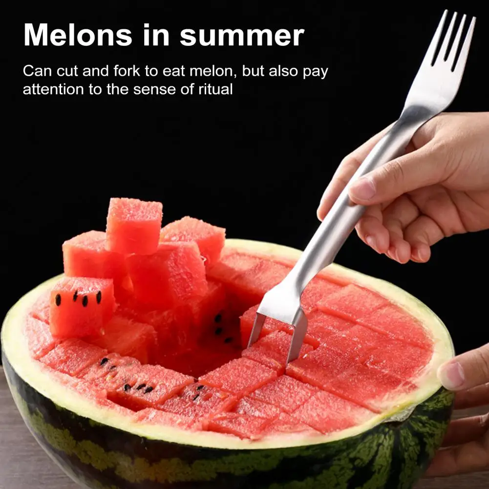 

Stainless Steel Fruit Fork Cutter 2-In-1 Watermelon Slicer Tool with Dual Head Fork Windmill Cutter for Party Kitchen Gadget