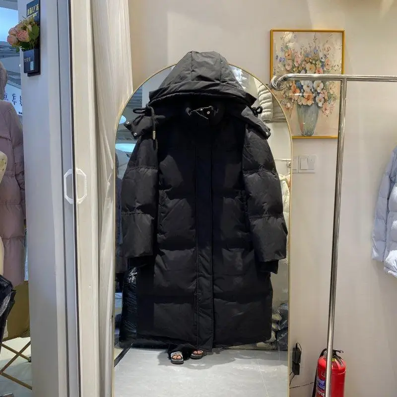 2025 겨울 중장기 여성용 다운 재킷 출퇴근용 후드 루즈 스타일
