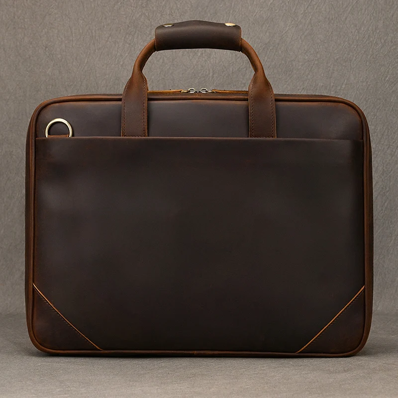 Leather Men's Business Commuter Bag Leather Man Briefcase Cowhide Handbag Retro Fashion Shoulder Bag A4 Document Laptop Bag