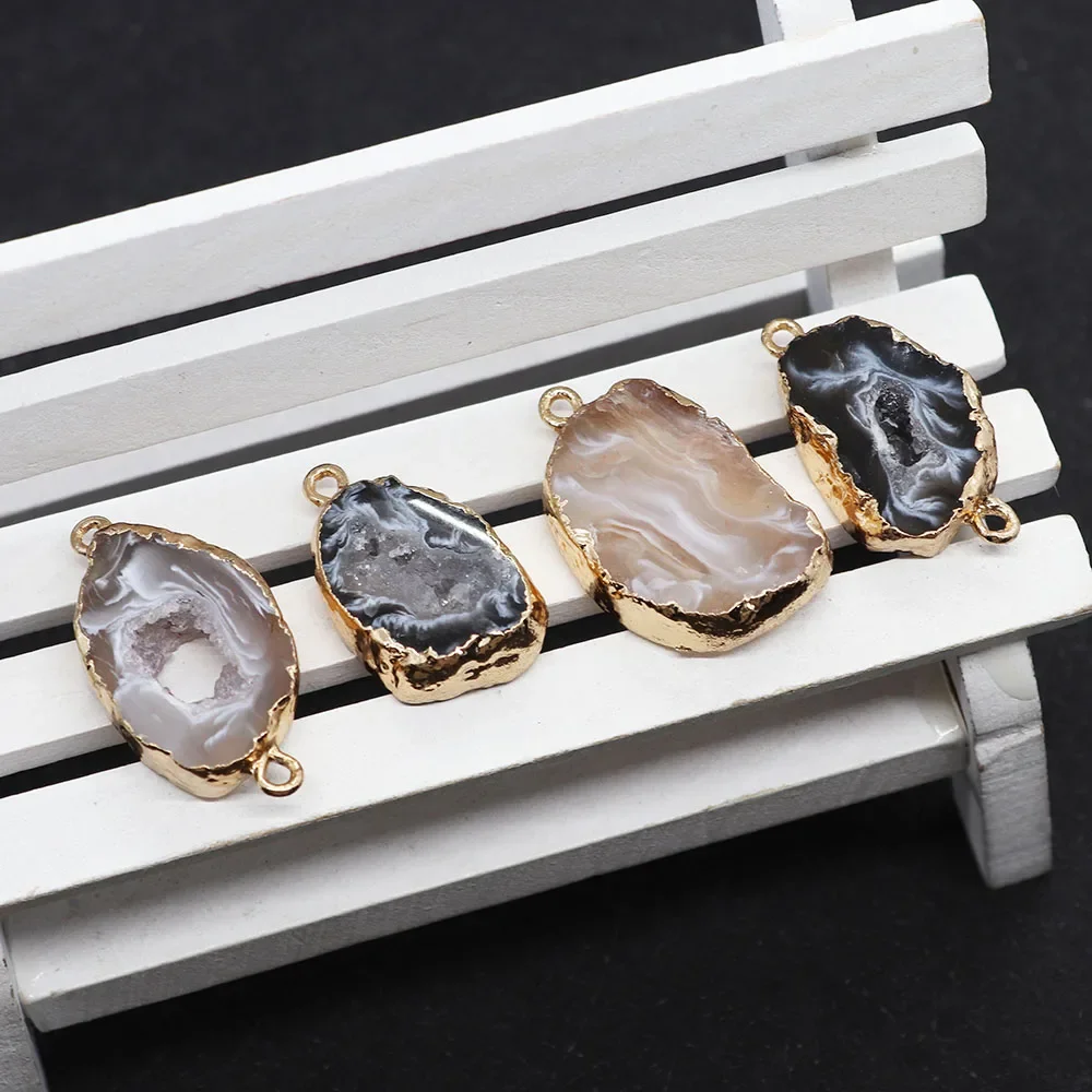 Natural Stone Agate Druzy Pendants Irregular Quartz Connector Charms for Jewelry Making DIY Earring Necklace Accessory Jewellery