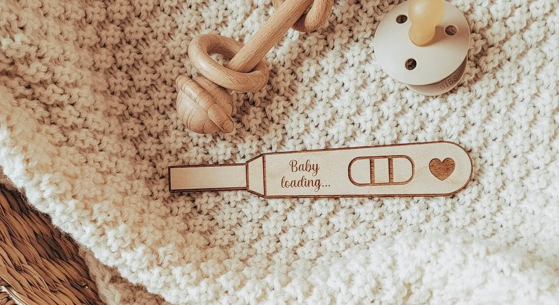 Baby loading, baby announcement, pregnancy announcement, wooden pregnancy test, wooden pregnancy announcement