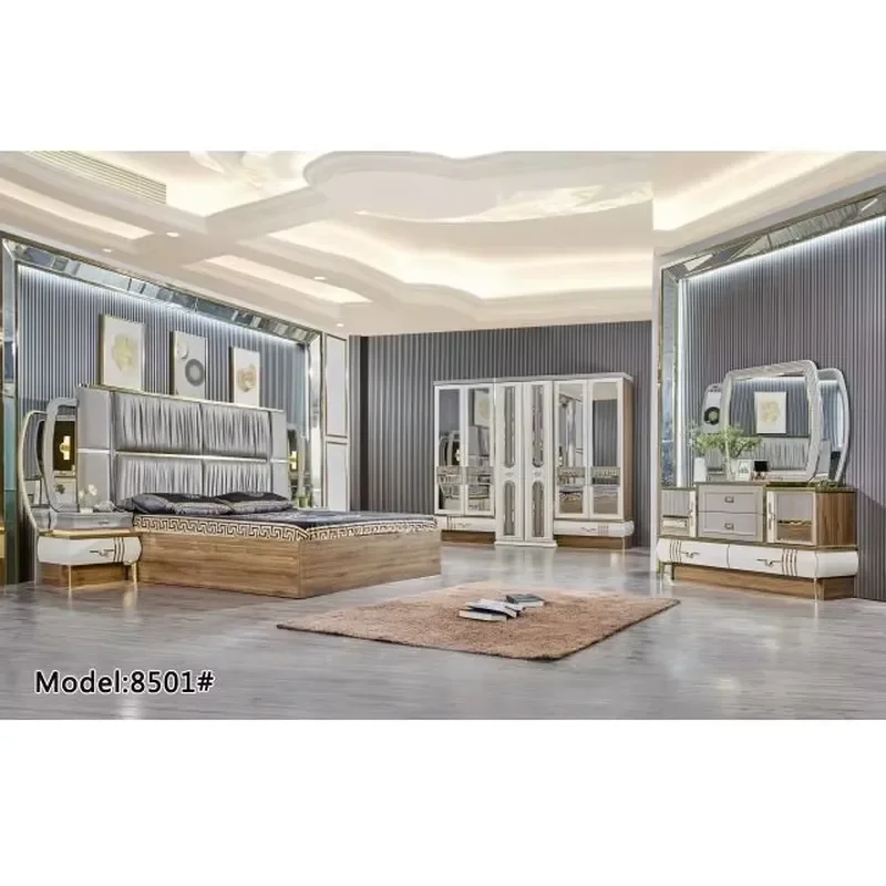 Modern White Leather Bed Standard Size Deluxe Bedroom Furniture Set Home Decor Comfortable Upholstered Platform Bed Frame