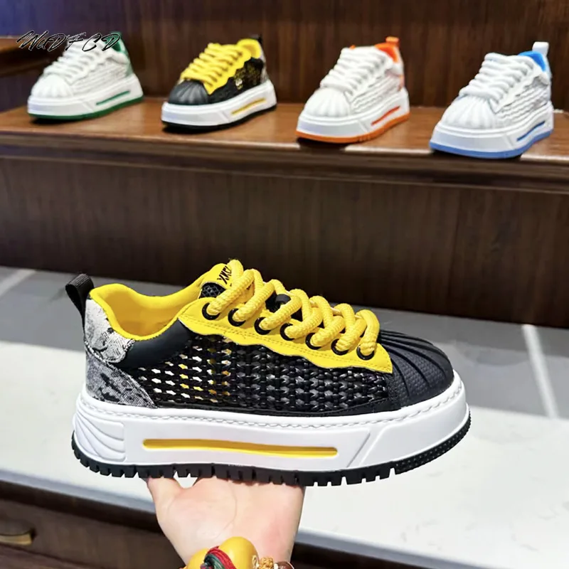 

Chunky Sneaker Men Designer Soft Sole Board Shoes Fashion Casual Leather Fabric Breathable Height Increased Platform Sport Shoes