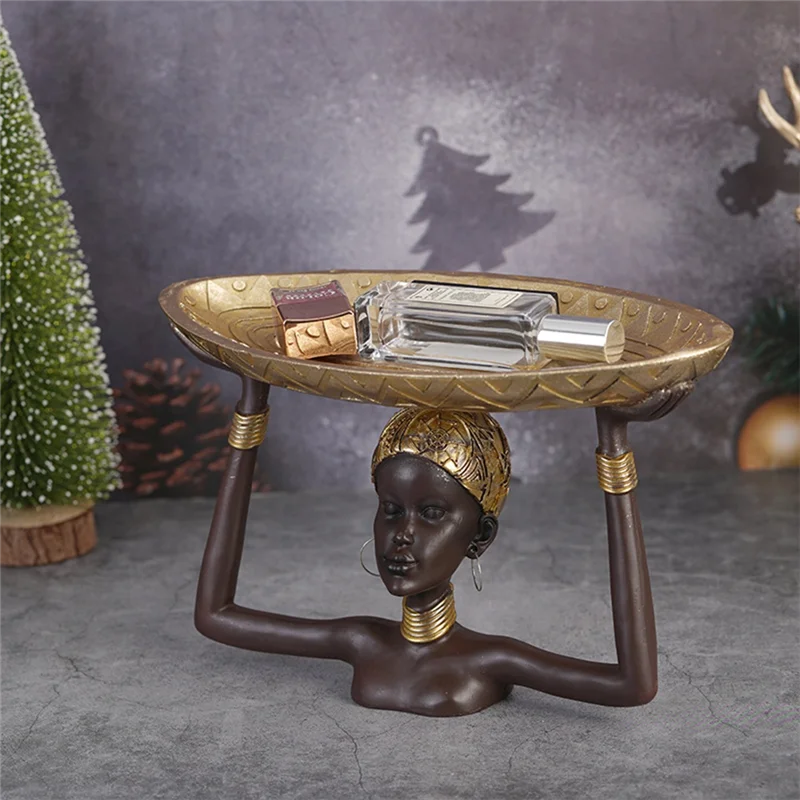 

AB33-Lady Statue Tray African Table Centerpieces Resin Ornament Sculpture Craft For Home Desktop Offic