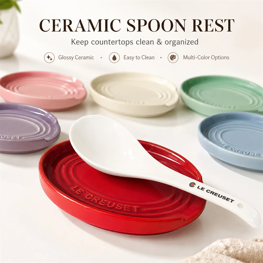 Le Creuset Premium Stoneware Spoon Rest: Ceramic Spatula Holder & Utensil Tray - Elegant Kitchen Countertop Organizer